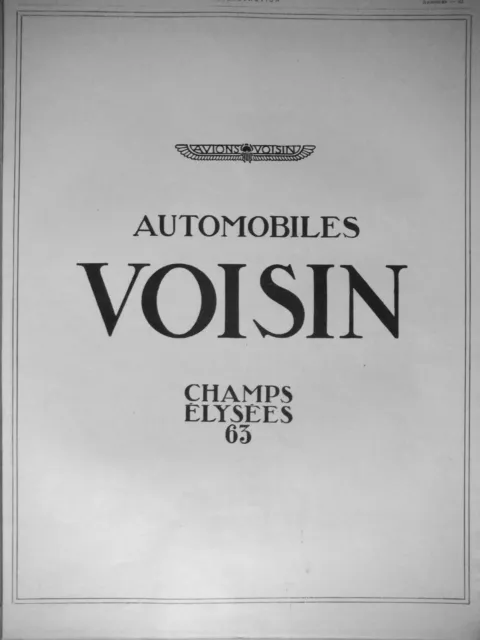Publicité De Presse 1925 Automobiles Voisin - Champs Élysées