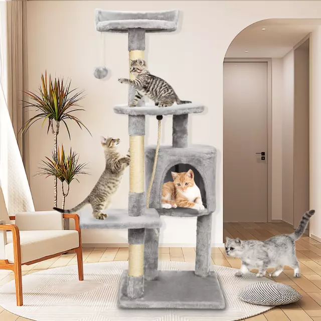 4-story cat tree large climbing tower kitten scratching post activity center UK