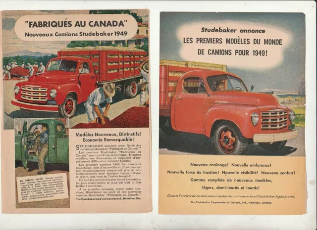 8 pages Vintage ORIGINAL 1949 Studebaker truck Pick-Up Magazine Ads french