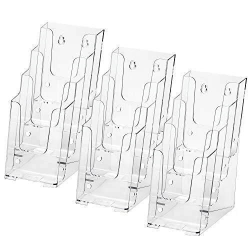 Acrylic Brochure Holder 4-Inch Wide 4 Tier Clear Literature Holder Premium 3