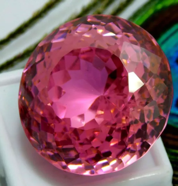 Natural 50.00 Ct Pink Color Big Size Zircon Round Shape Loose Gemstone