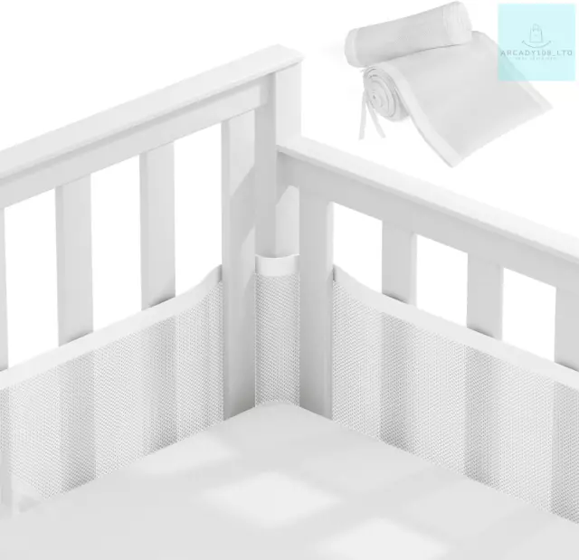 Vicloon Cot Bumper, 2Pcs Breathable Mesh Cot Liner, Crib Rail Cover Baby Crib