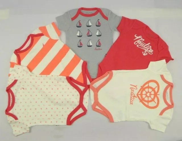 Nautica Baby Girls' 5 Pack Bodysuits / Romper size 6/9 months