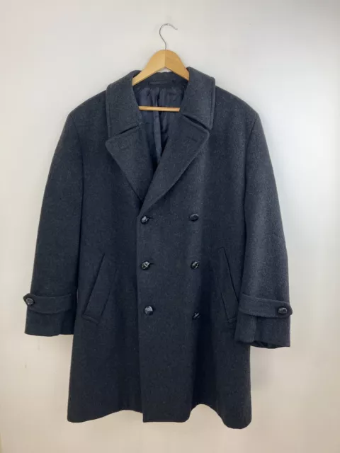 Baker St Overcoat Wool Cashmere Double Breasted Size 42 In Grey
