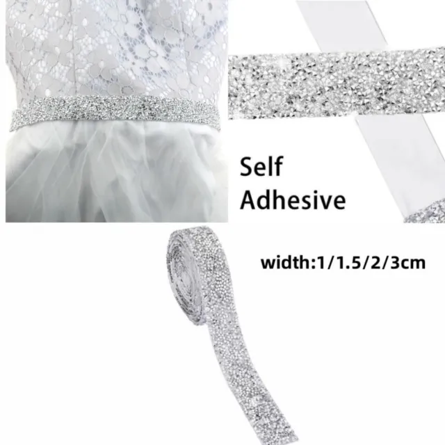 5 Yards Glitter White Crystal Rhinestone Tape Trim Self-Adhesive