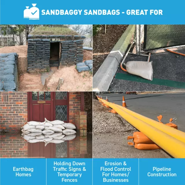 Sandbaggy Sandbags for Flooding - NO TIE STRING - 14" x 26", Empty 3