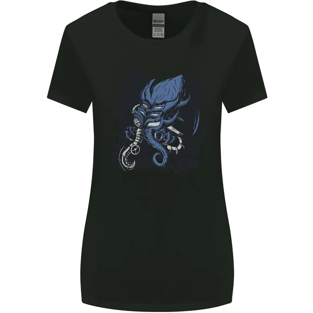 Cyberpunk Cthulhu Kraken Octopus T-shirt donna taglio più largo