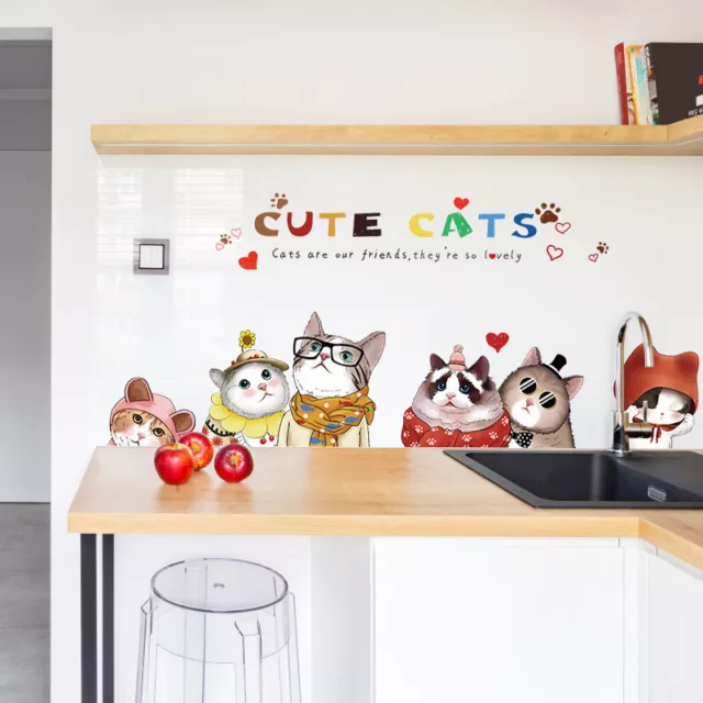 Lovely Cute Cats Removable Wall Stickers Home Decor DIY Vinyl Mural AU STOCK 3