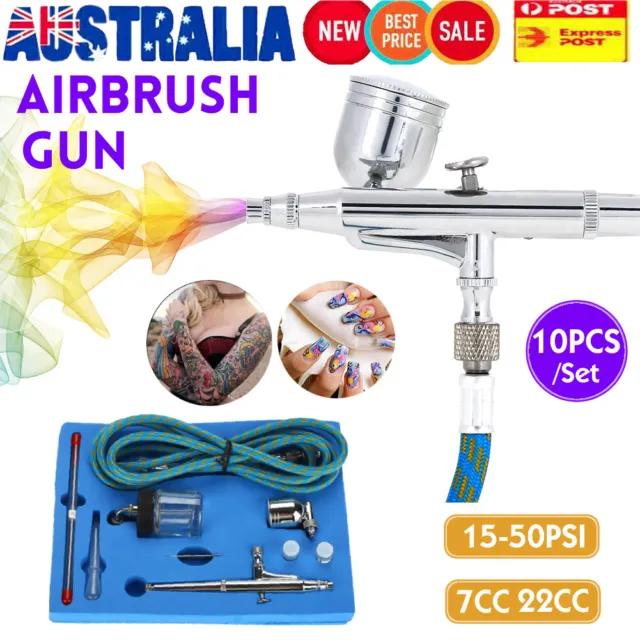 Dual Action Gravity Feed Air Brush Airbrush Kit Spray Gun Compress Paint  Art Set