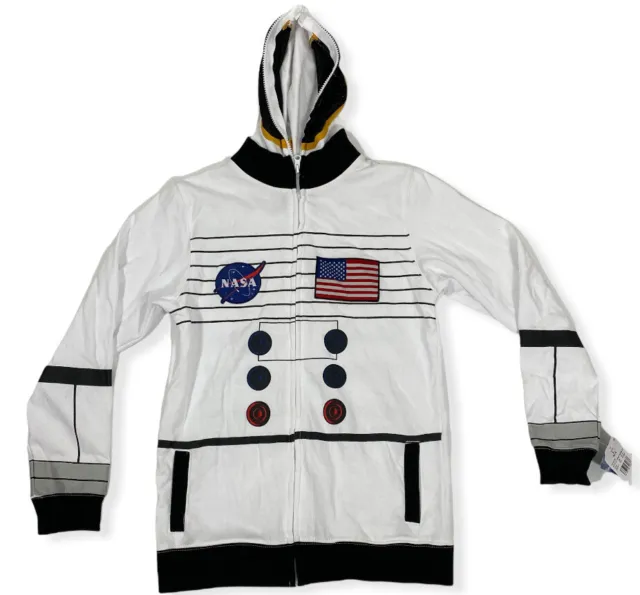 NASA Buzz Aldrin Astronaut Spacesuit Halloween Hoodie Full Zip Youth Size L