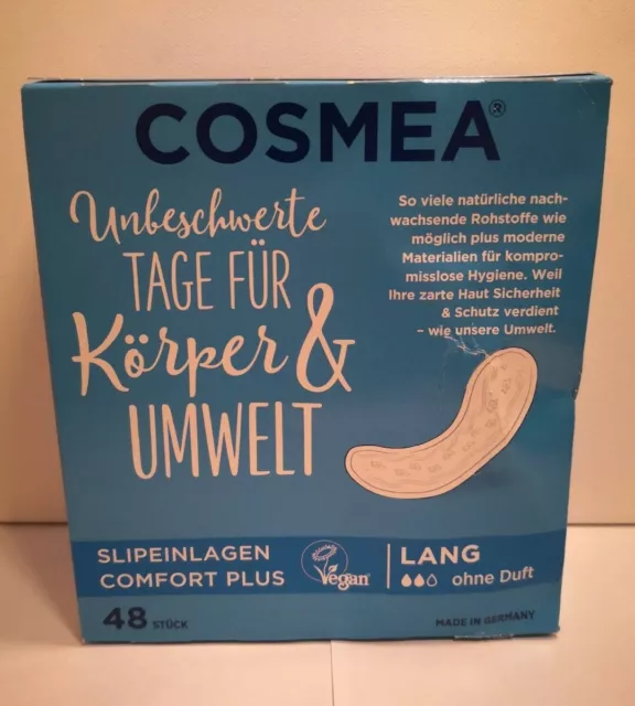 2x Cosmea Slipeinlagen Comfort Plus Vegan Lang ohne Duft je 48stk. NEU OVP