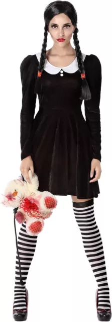 Costume Mercoledi Famiglia Addams Travestimento Vestito Halloween Carnevale