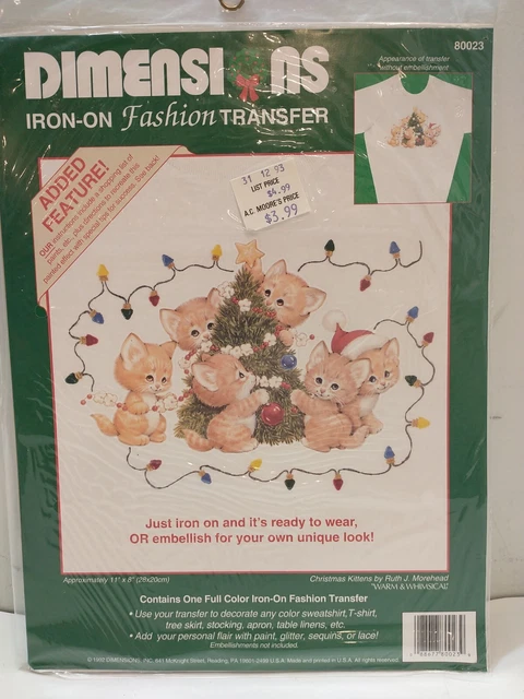 De Colección Gatitos Navidad Hierro en Transferencia Nuevo #80023 Luces de Navidad Gatos