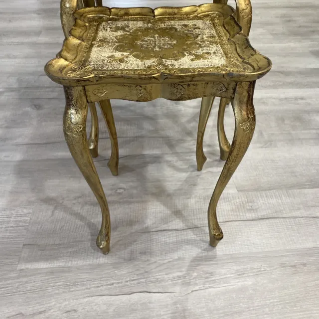 Vintage 1950s Italian Florentine Gilded Nesting Tables - Set of 3 Made In Italy 3