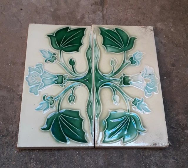 2 Pcs Lot Rare Ceramic Tiles Porcelain Vintage Art Japan  Tiles T.p Mark