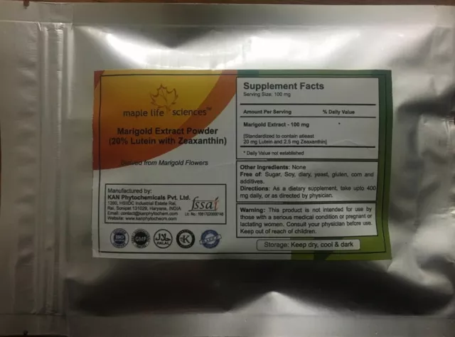 Marigold Extract Powder 20% Lutein with Zeaxanthin Antioxidant For eye Health