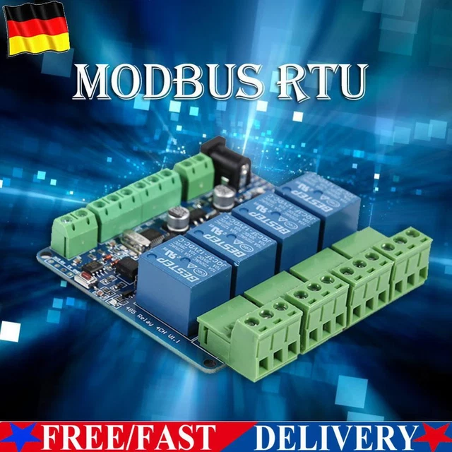 MODBUS-RTU 4 WAY 12V Relay Module Switch 4 Way Relay Output RS485 ...