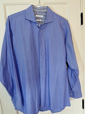 ISAAC MIZRAHI NEW YORK MENS COTTON SHIRT - SIZE 17.5 x 34/35 Slim Fit