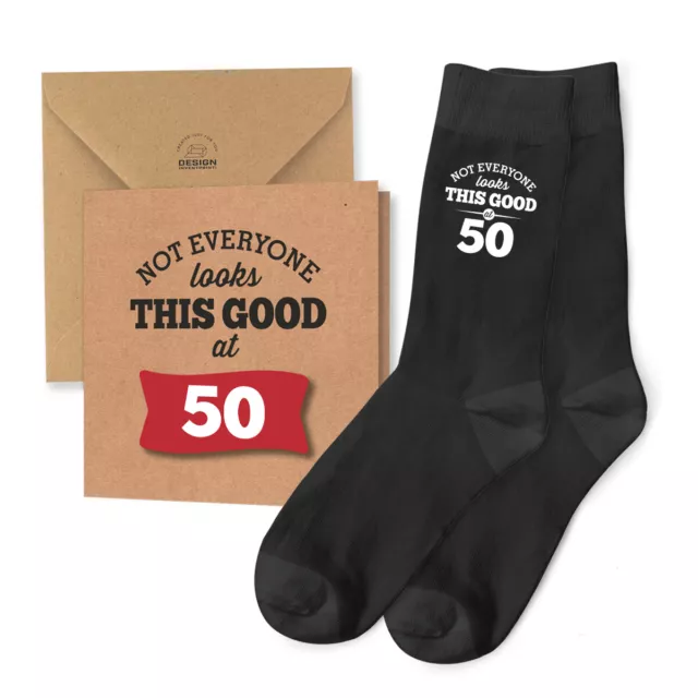 50th Birthday Card & 50th Birthday Gift Socks for Men Funny Keepsake Present
