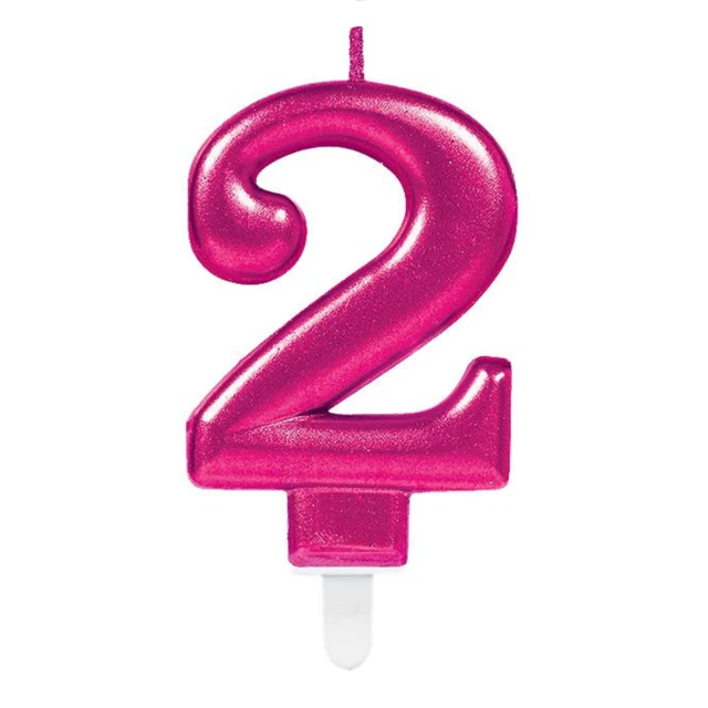 Candele topper per torta festa buon 2 ° compleanno numero 2 decorazione rosa metallizzato