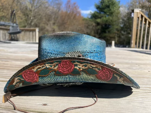 BLUE ROSE STAMPEDE Straw Cowboy Hat 🌹 $25.00 - PicClick