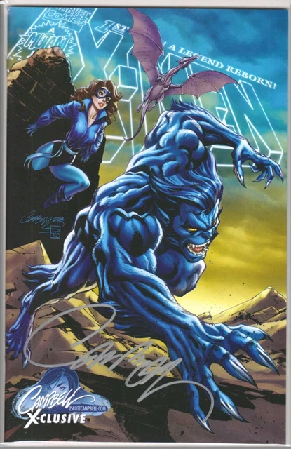 SIGNED J Scott Campbell UNCANNY X-MEN #1 Cover F Beast/Kitty Pride Variant w COA