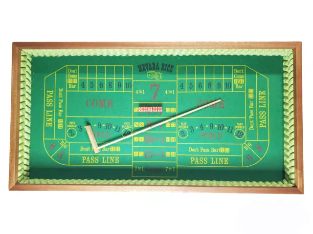 Nevada Dice Craps Table Game Crestline Mfg Solid Wood Table Top w/Box Vintage