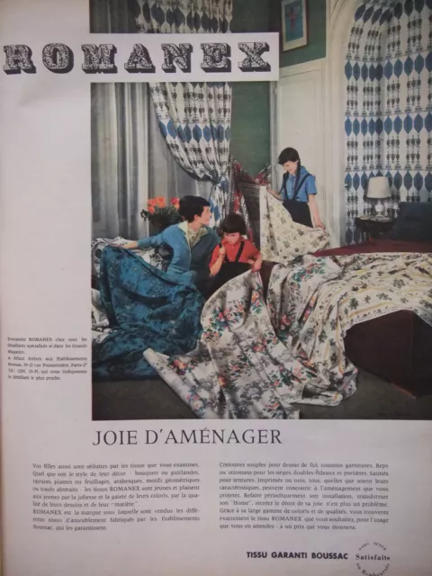 Publicité 1960 Romanex Tissu Garanti Boussac - Advertising