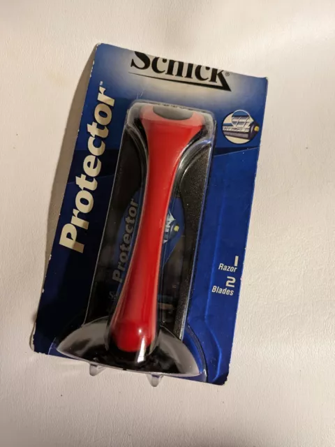 1997 Schick Protection Rasoir Rouge Poignée 2 Recharge Lames Allemagne Neuf