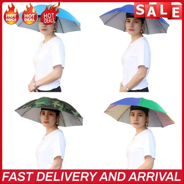 Umbrella Hat Hands Free Fishing Cap 27 Inch Diameter Foldable for Kids Men Women