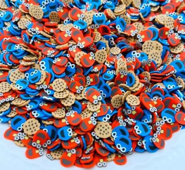 10 x Cookie Monster Elmo Nail Fimo Polymer Clay Slices Nail Art Tips Manicure