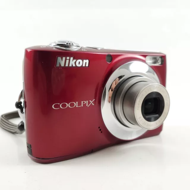 Nikon COOLPIX L24 14.0MP Digital Camera Red Works *Broken Battery Door*