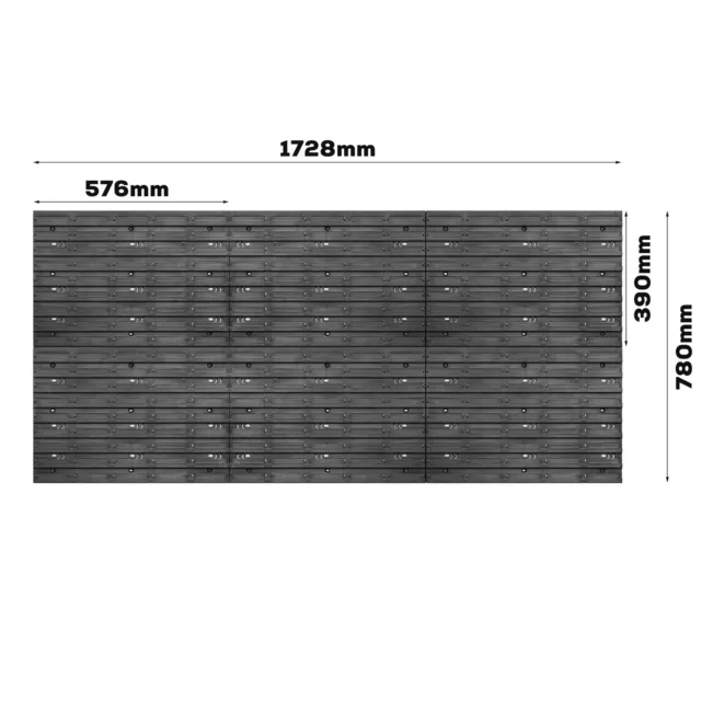 Sistema de almacenamiento estantería de pared 1728 x 780 mm pared de herramientas 63 ud. cajas apilables plástico 3