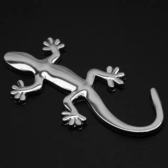 1x Silver Gecko Lizard Metal Logo Car Body Window Badge Emblem Sticker Decor DIY