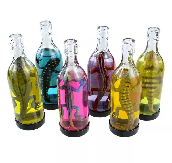 1 Bottle Lizard Slime, Lizard In Bottle In Colorful Liquid Gag Gift Carnival