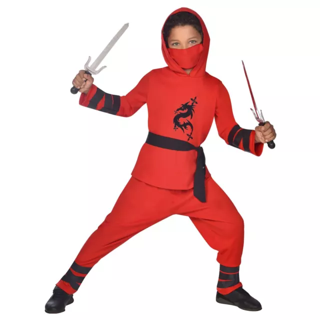 Amscan Rojo Guerrero Ninja Disfraz para 6-8 Año de Edad - Unleash Divertido