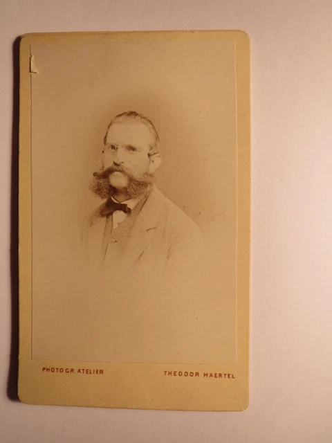 Potsdam - Mann mit Bart & Brille im Anzug - Portrait ca. 1860/70er Jahre / CDV