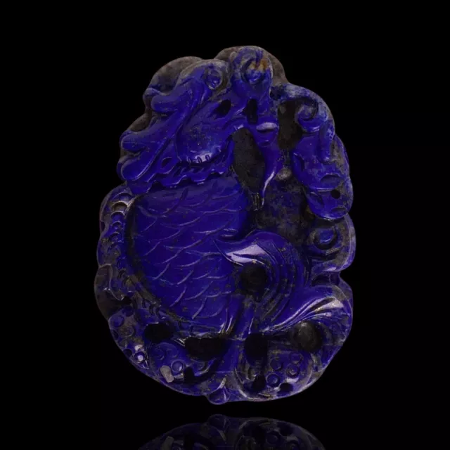 Lapis Lazuli Dragon Sculpture, Chinese Antique Carving, Collectible Art Piece