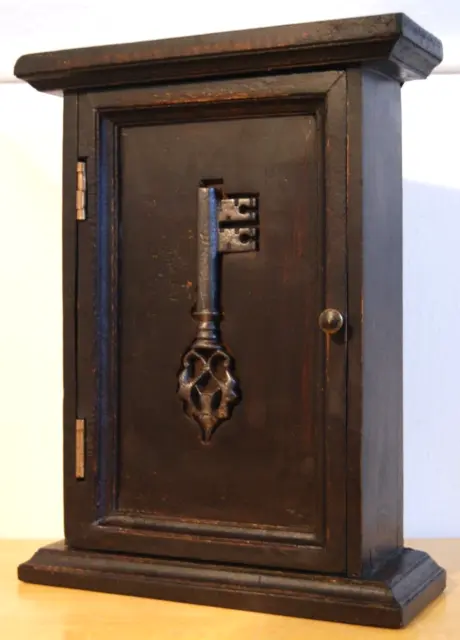 Antique Wooden Wall-Mounted Key Box Cabinet