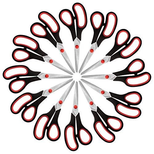 Paquete múltiple de tijeras (paquete de 12) - 21 cm/8,27 pulgadas de longitud total - afilado
