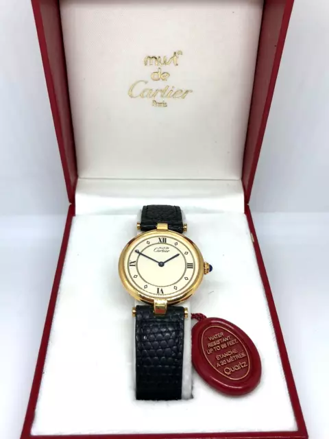 SCHÖNES MUST DE CARTIER Ref. 048072 Kal. 690 QUARZ HERREN 80ER VERMEIL 925