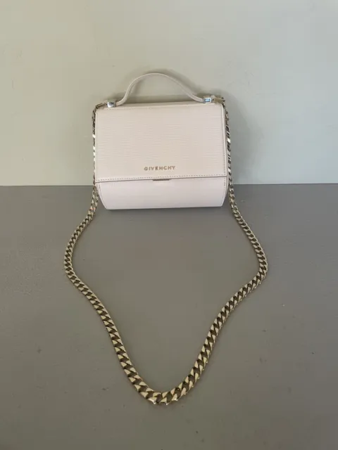 Givenchy Mini Pandora Box Shoulder Bag in Ivory w Gold Chain Strap