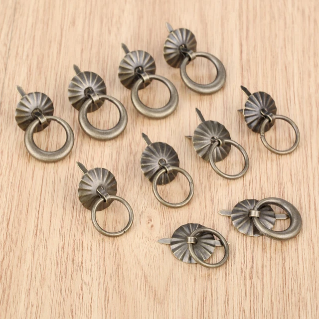 Retro Metal Cabinet Knobs Door Pulls Handles Ring Kitchen Cupboard Wardrobe 5Pcs