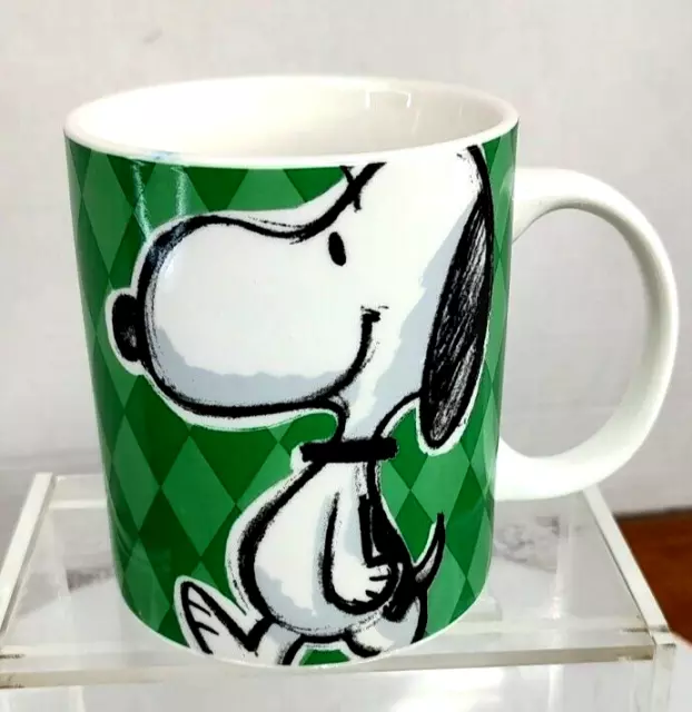 Peanuts Charlie Brown Gibson 12oz Snoopy Green Diamond Pattern Coffee Tea Mug