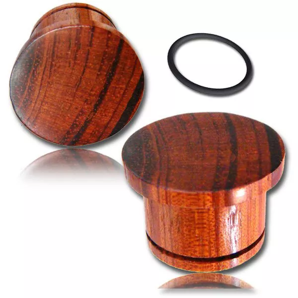 Pair Of Blood Wood Single Flare Top Hat Plugs Tunnels Gauges Gauge Plug Tunnel