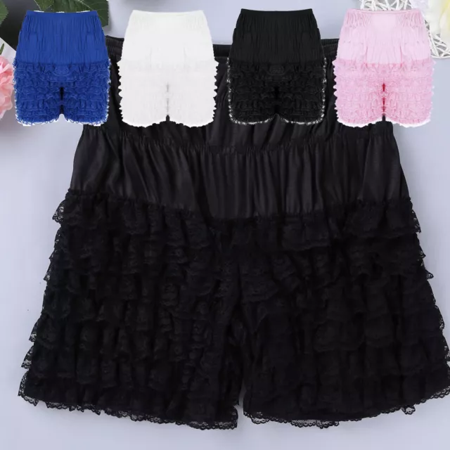 Women Ruffle Lace Bloomers Cosplay Shorts Sissy Frilly Knickers Short Pants MLXL