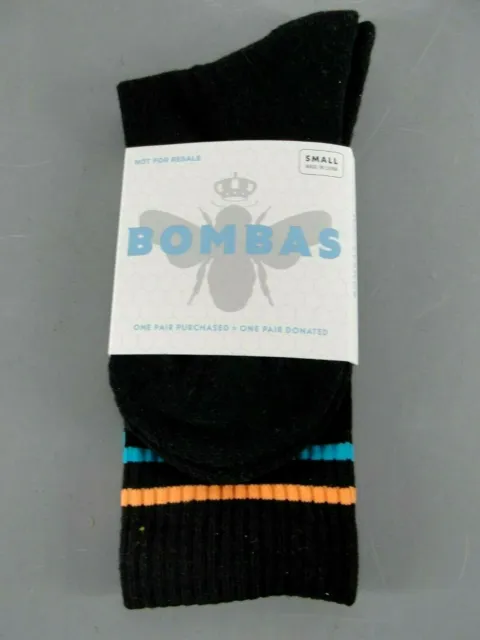 BOMBAS UNISEX CREW CALF SOCK LOT 3 ARCH SUPPORT 🐝 SZ SMALL S BLACK NEW w/TAGS