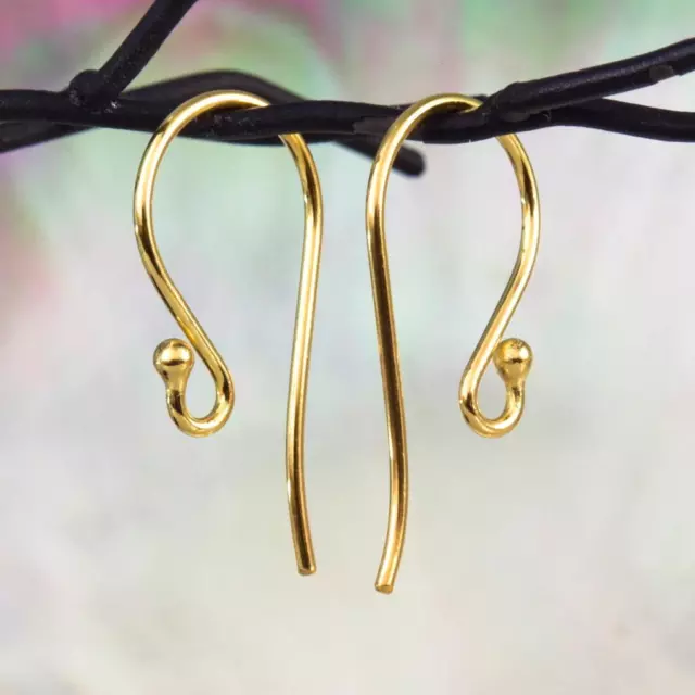 18K Gold-plated Vermeil over Sterling Silver Hang-in Hook Earring Findings 0.56g