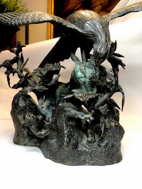 Rare Japanese Antique Meiji Era Bronze Bird Sculpture/Statue
