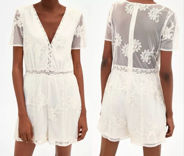ZARA OVERALL MIT Stickerei Minikleid Kleid Embroidered Jumpsuit Blogger Dress L EUR 39 00 PicClick DE